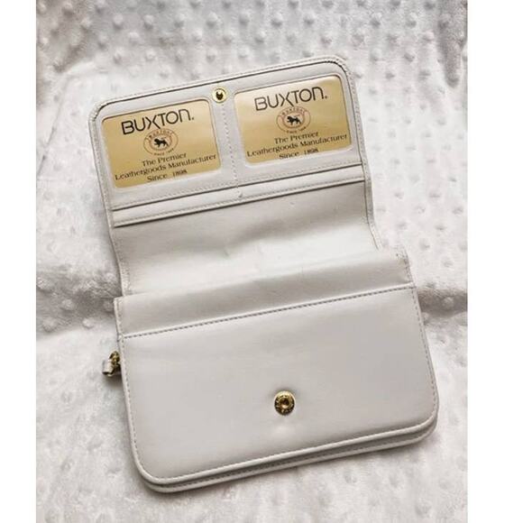 Buxton White Leather 3 in 1 ( Crossbody, Clutch, Wallet) Handbag - Picture 3 of 10